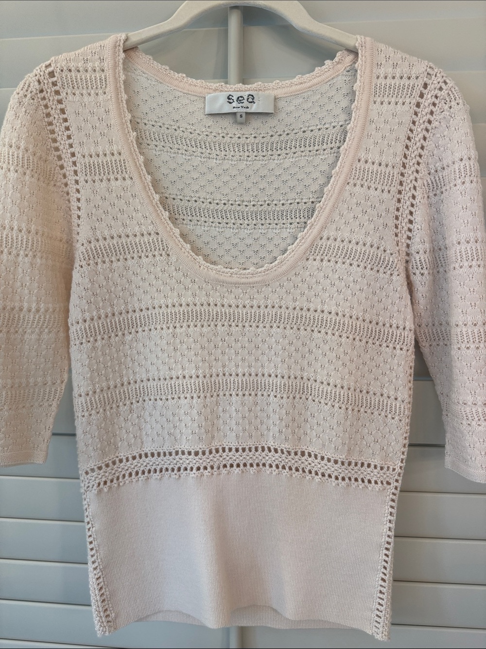 Sea NY Blush Pink Pointelle Sweater - Size S